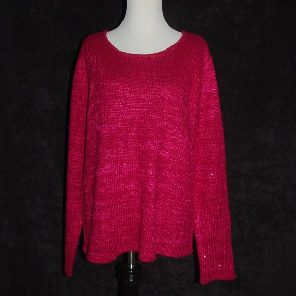 Narciso Rodriguez L NWT Red Sparkle Sweater - Picture 1 of 4